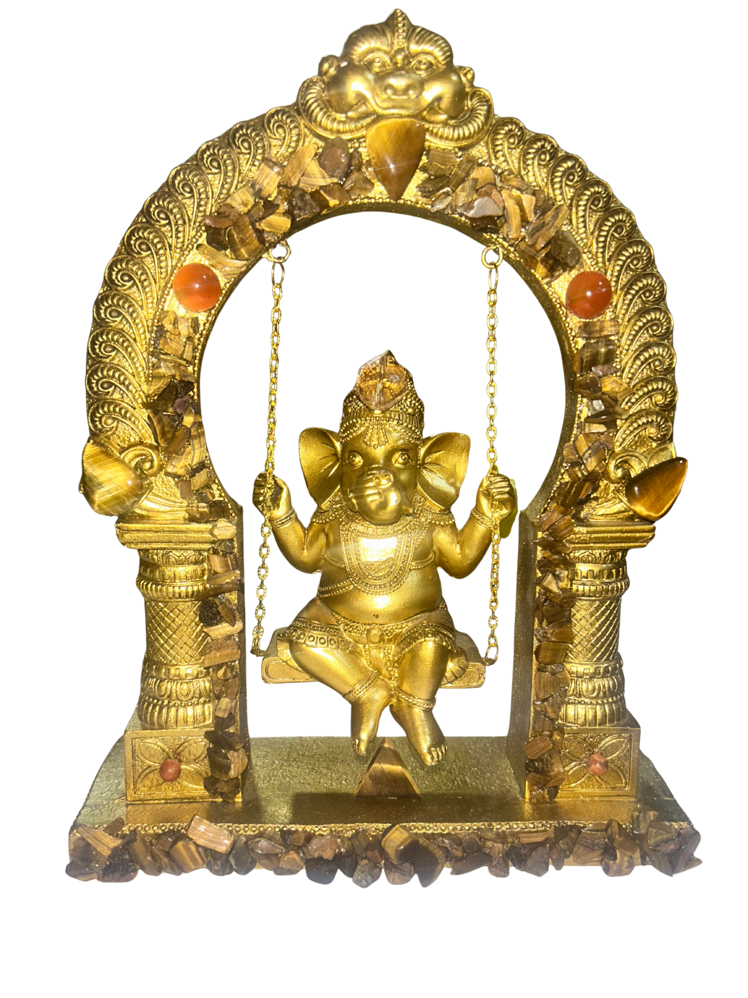 Ganesha Swing (Carnelian+Tigers Eye+Fossilized Coral)