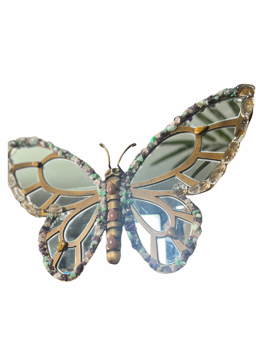 Butterfly Mirror (Sunstone+Chrysoprase+Amethyst+Rose Quartz+Lemurian Quartz+Tigers Eye)