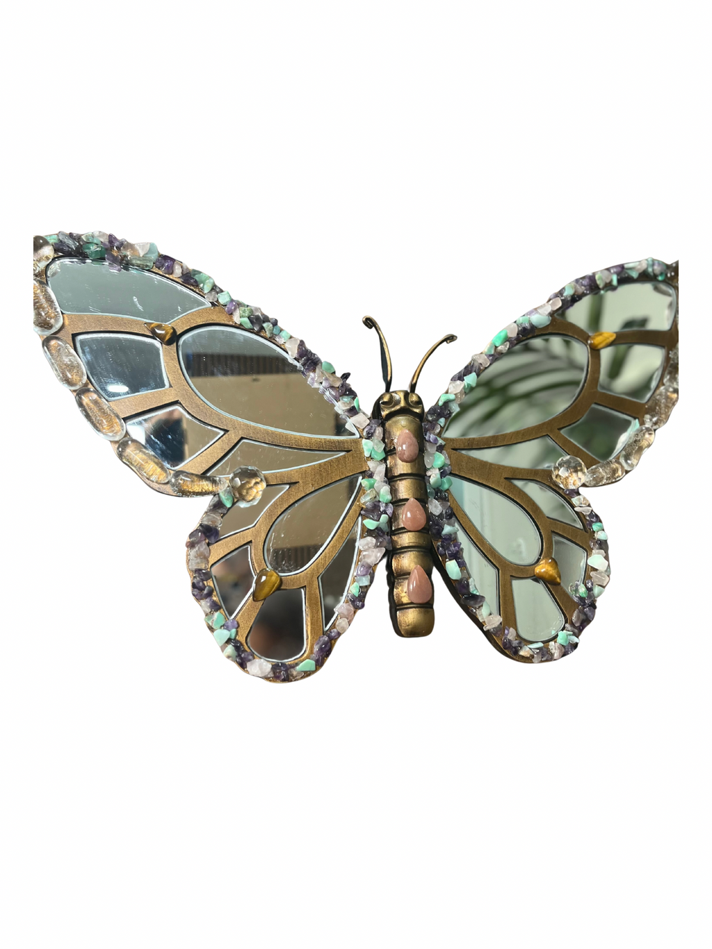 Butterfly Mirror (Sunstone+Chrysoprase+Amethyst+Rose Quartz+Lemurian Quartz+Tigers Eye)