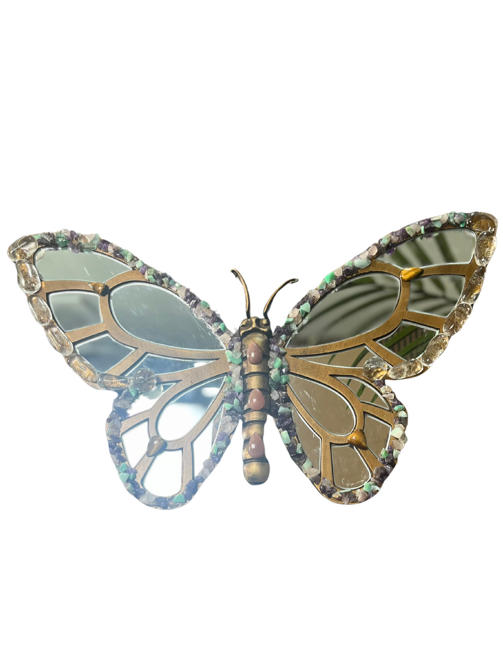 Butterfly Mirror (Sunstone+Chrysoprase+Amethyst+Rose Quartz+Lemurian Quartz+Tigers Eye)