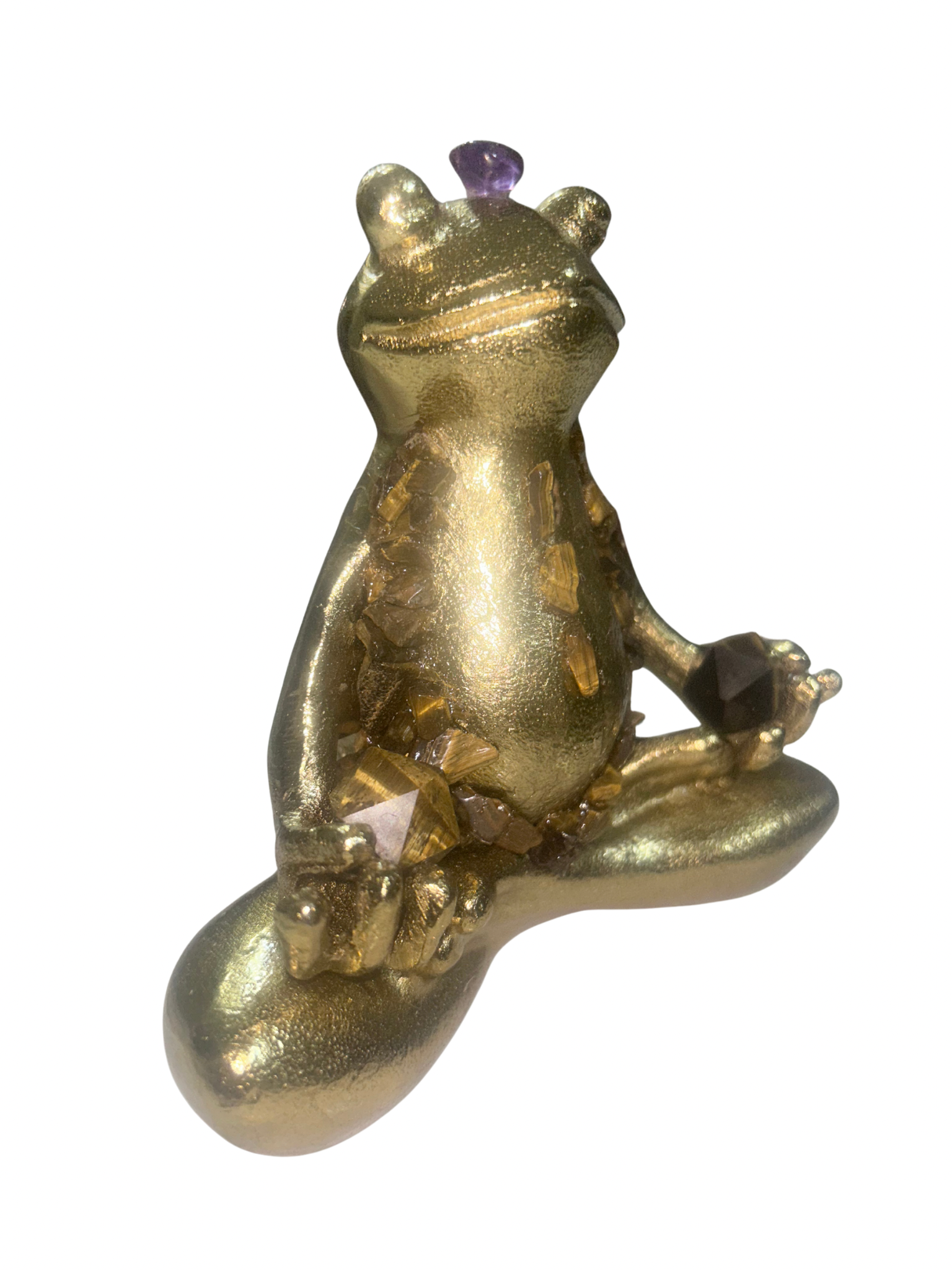 Sitting Lotus Frog (Amethyst+Tigers Eye)
