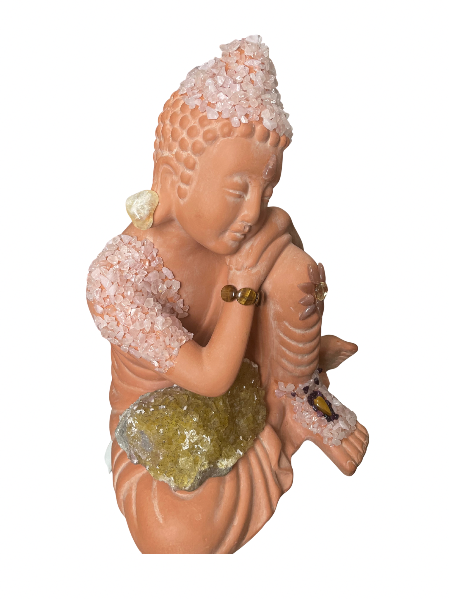 Happy Buddha (Rose Quartz+ Honey Fluorite+Sunstone+Tigers Eye+Citrine+Amethyst)