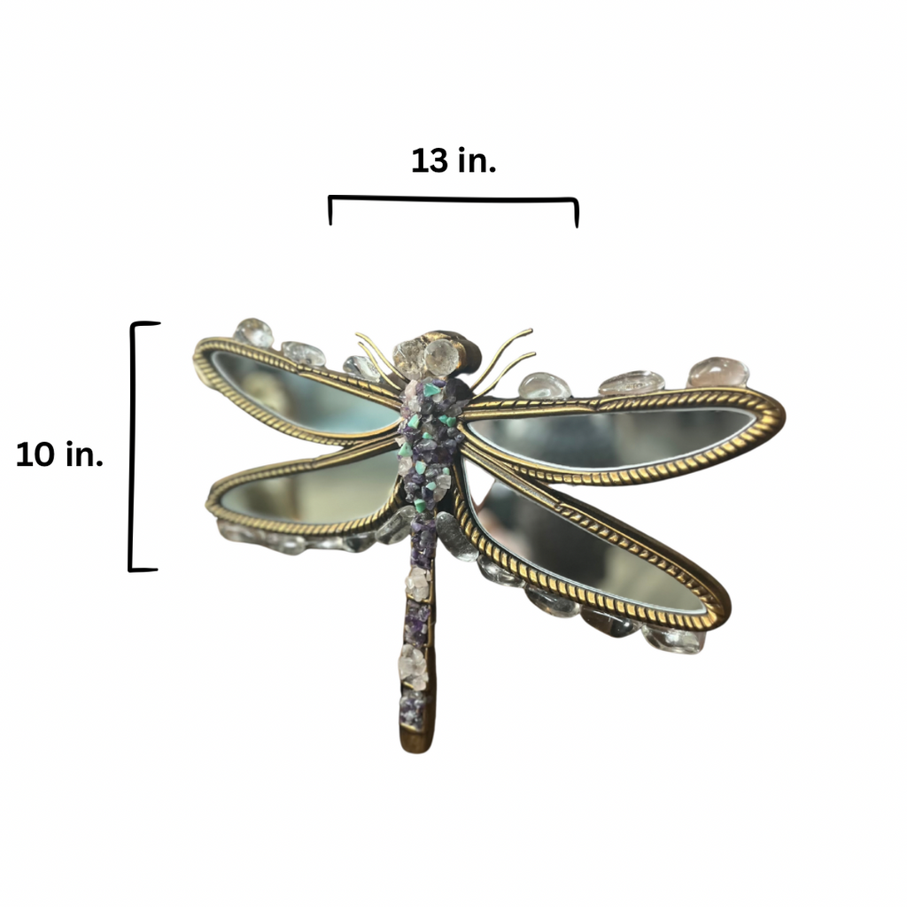 Dragonfly Mirror (AAA Lemurian Quartz, Rose Quartz, Amethyst, Chrysoprase)