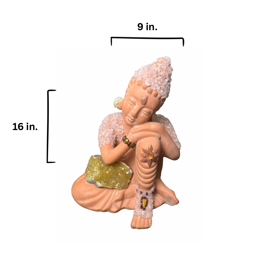 Happy Buddha (Rose Quartz+ Honey Fluorite+Sunstone+Tigers Eye+Citrine+Amethyst)