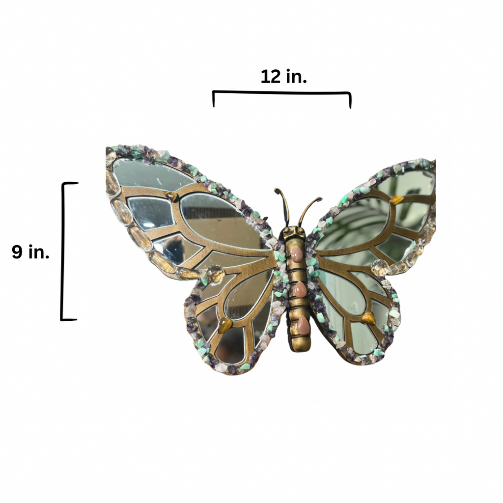 Butterfly Mirror (Sunstone+Chrysoprase+Amethyst+Rose Quartz+Lemurian Quartz+Tigers Eye)