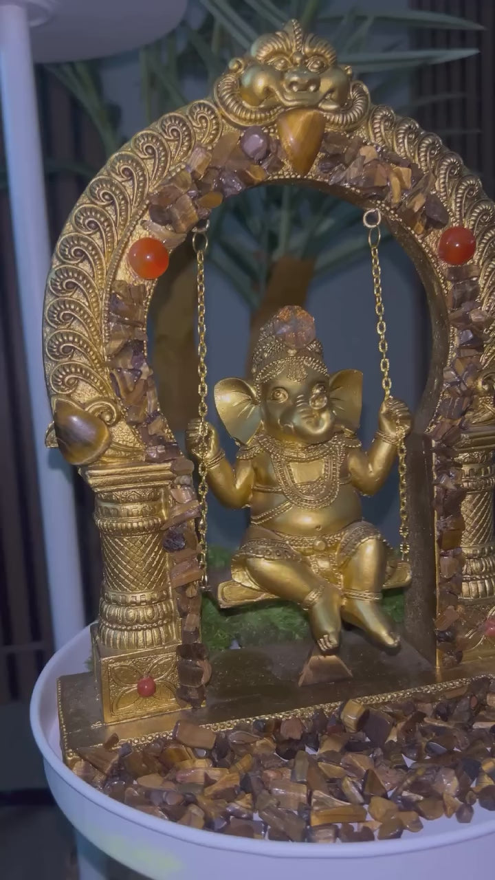 Ganesha Swing (Carnelian+Tigers Eye+Fossilized Coral)