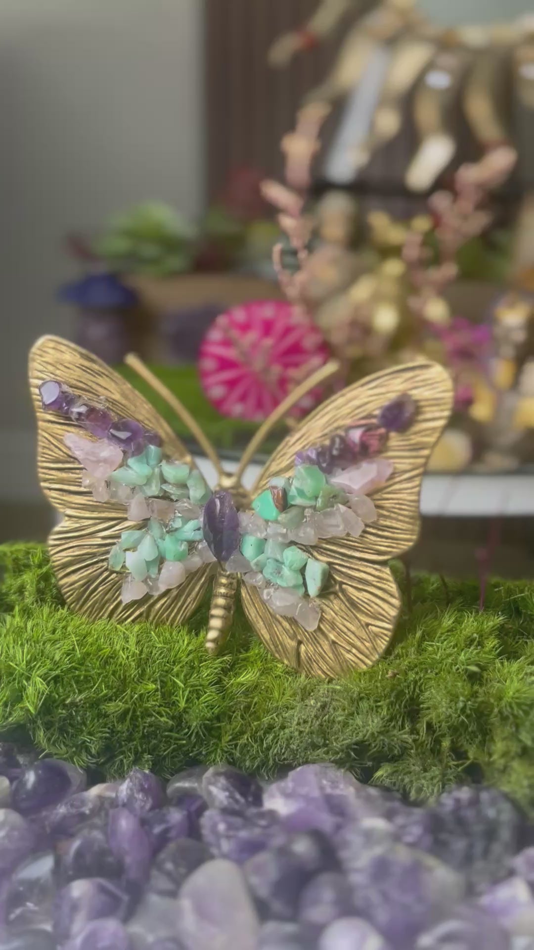 Butterfly (Rose Quartz+Amethyst+Chrysoprase)