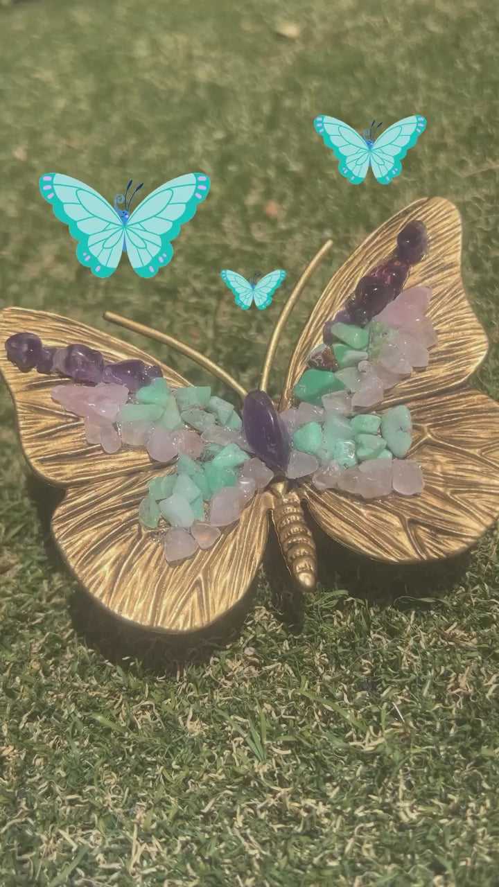 Butterfly (Rose Quartz+Amethyst+Chrysoprase)