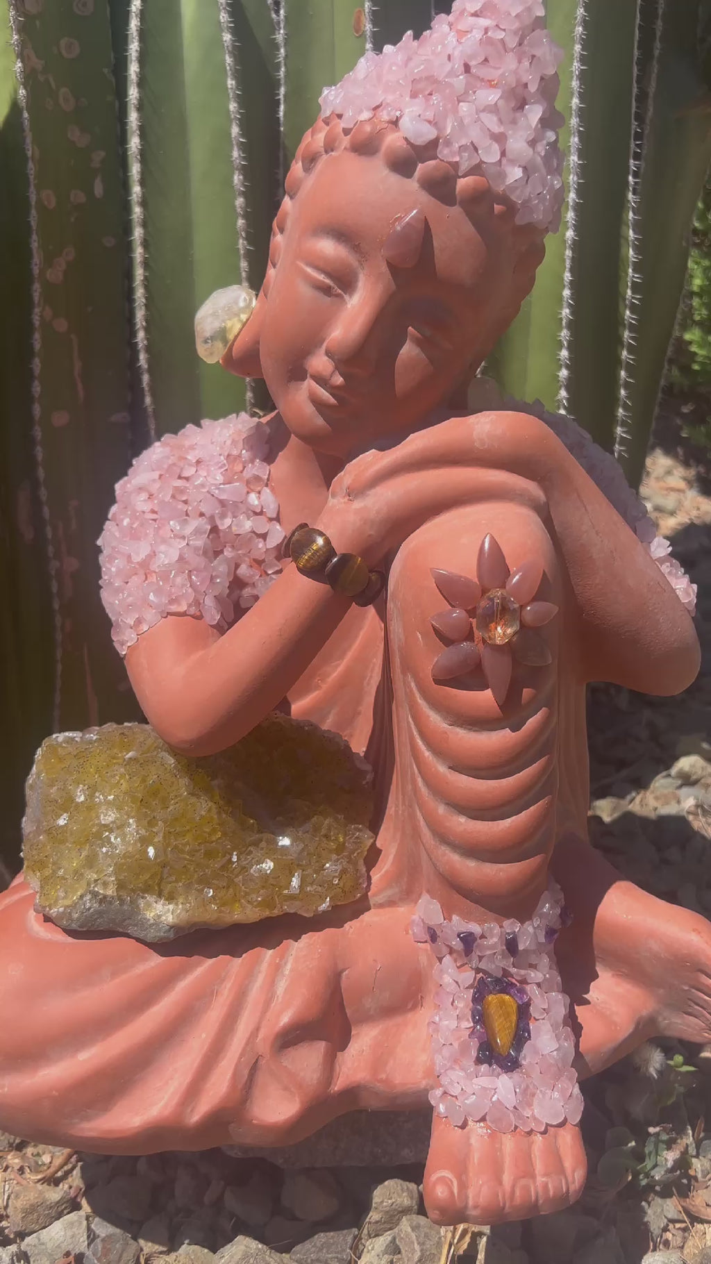 Happy Buddha (Rose Quartz+ Honey Fluorite+Sunstone+Tigers Eye+Citrine+Amethyst)